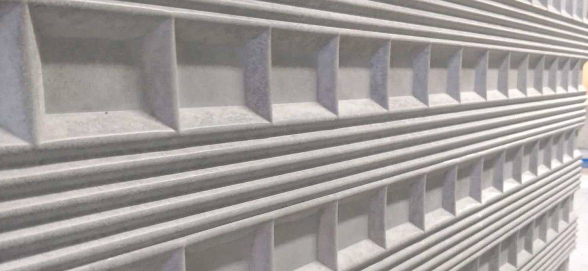 Concrete Wall Panel with Flutes and Squares