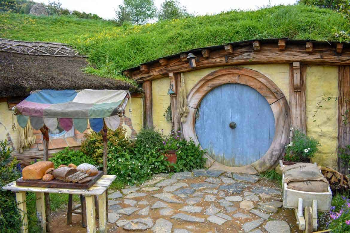 The hobbit-house of the village's baker; the breads in the stand are real (and tasty)
