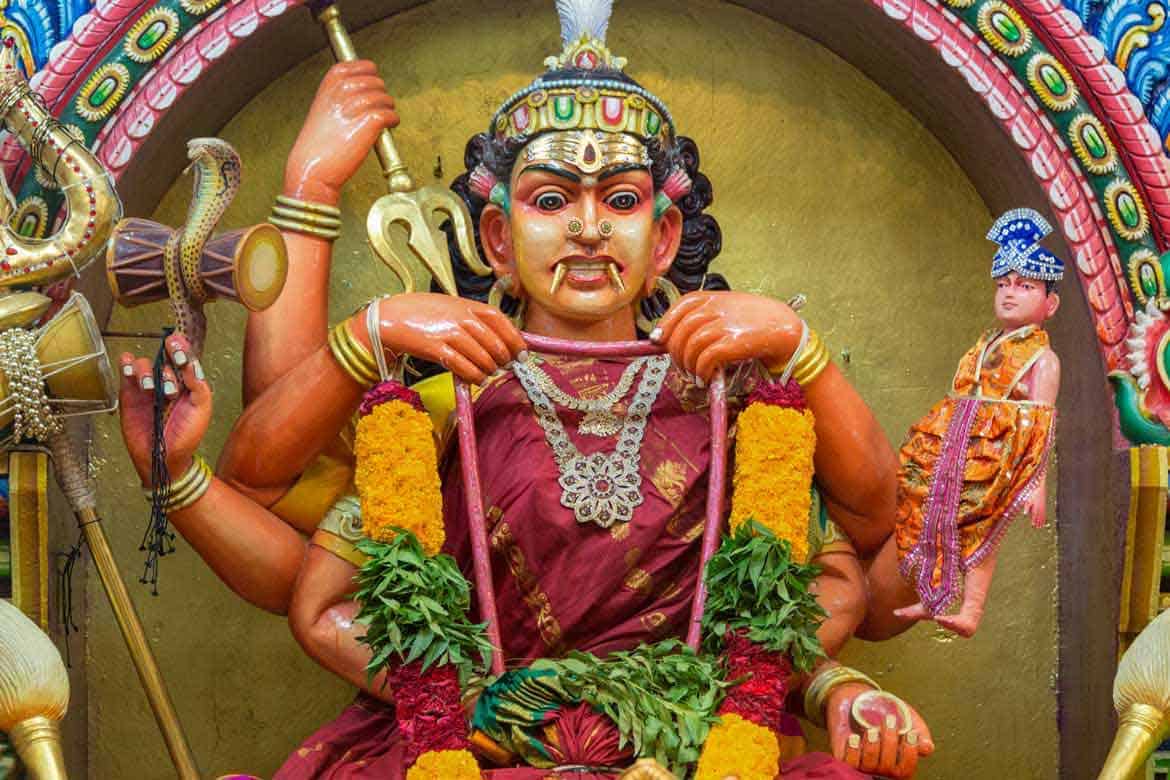 Hindu sculpture within a Tamil temple