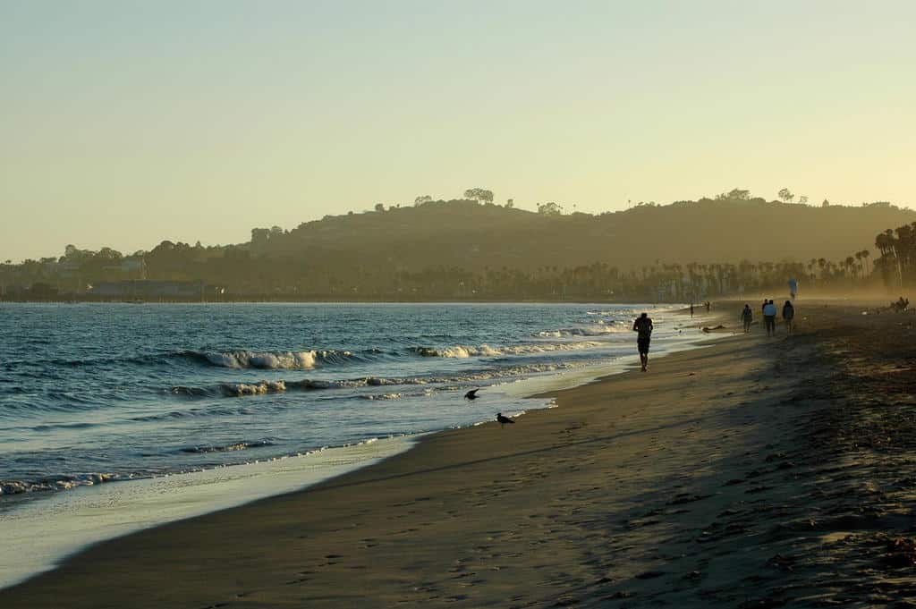 Haze from wildfires shrouds the Santa Barbara area in August of 2007. Photo: Tania Larson, U.S. Geological Survey. Public domain.