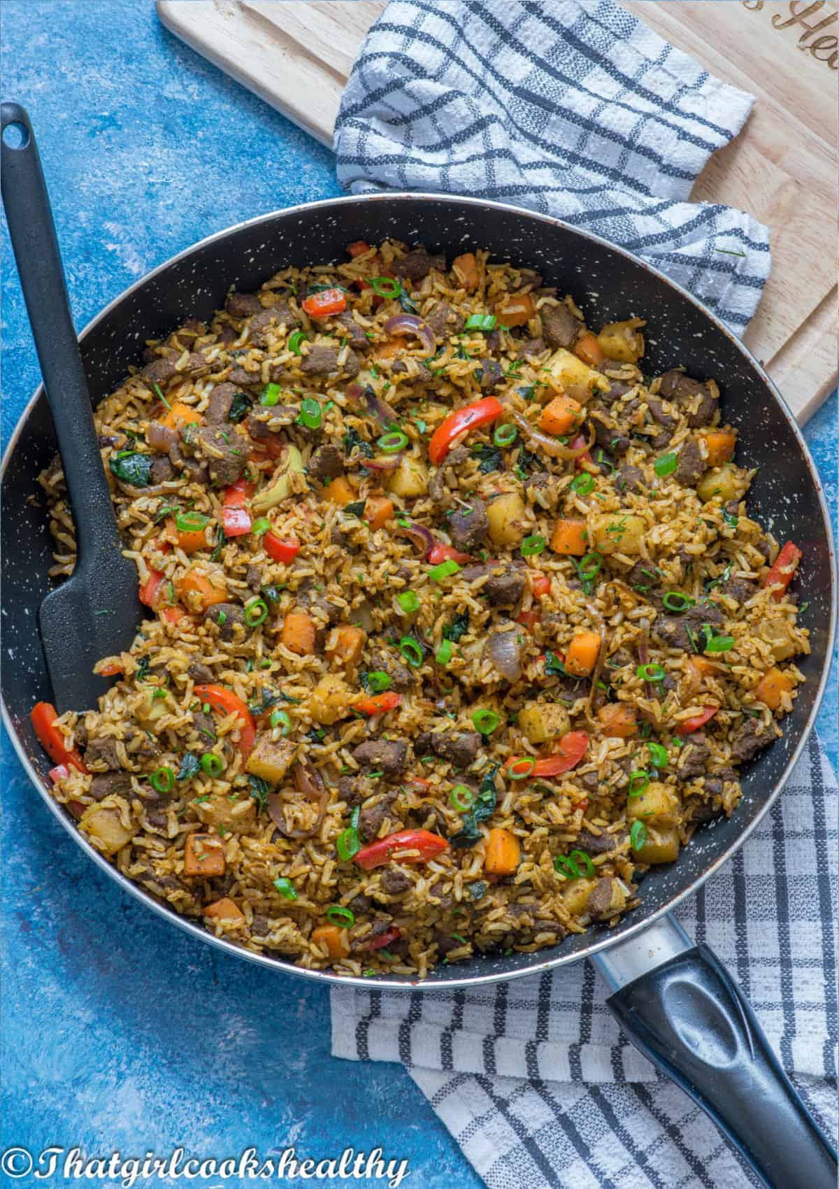 fried rice with a spatula