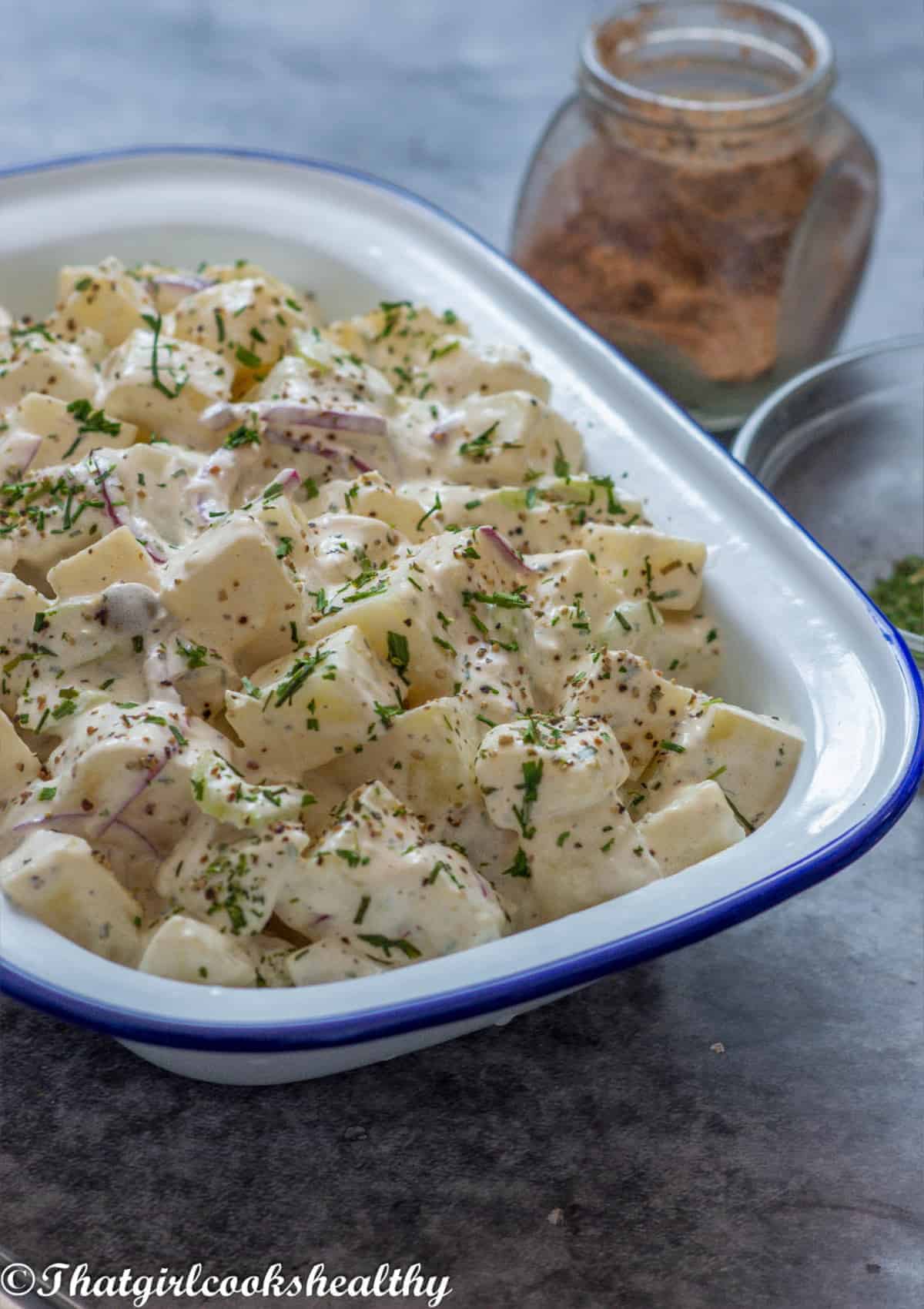 side shot of the potato salad