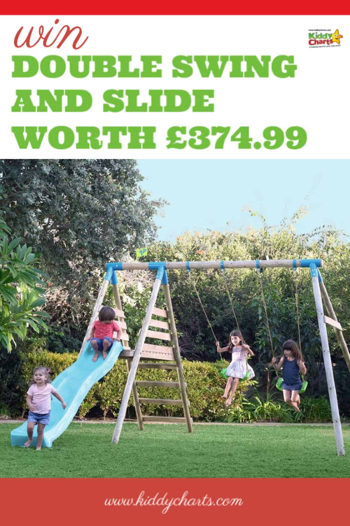 Kids playing on a double swing set