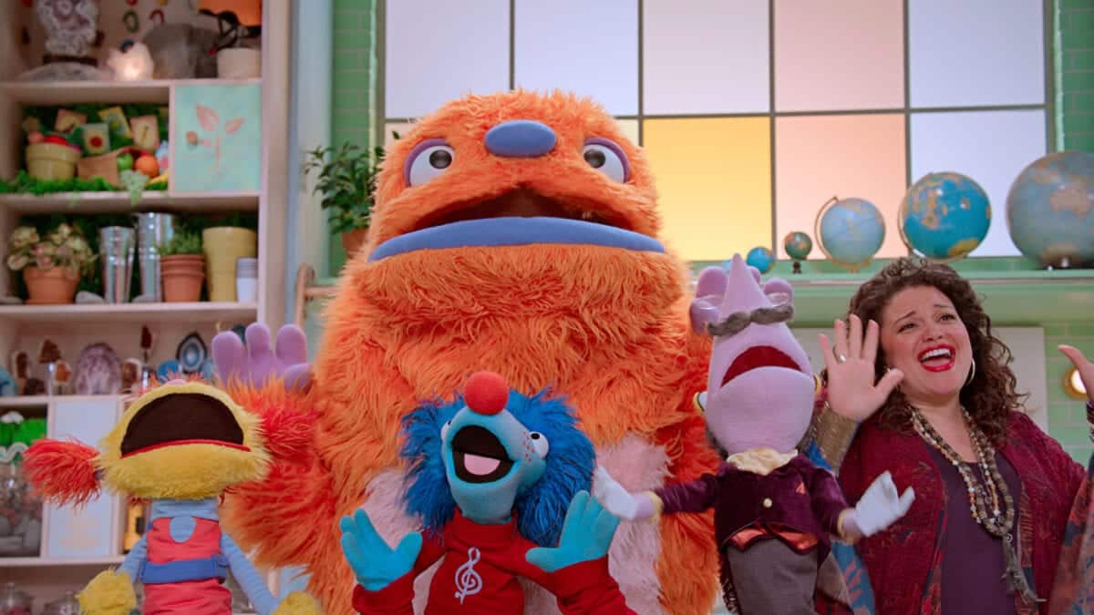 Episode 4. Cody, Heart, Scatter, Mr. Primm and Michelle Buteau in “Helpsters,” now streaming on Apple TV+.