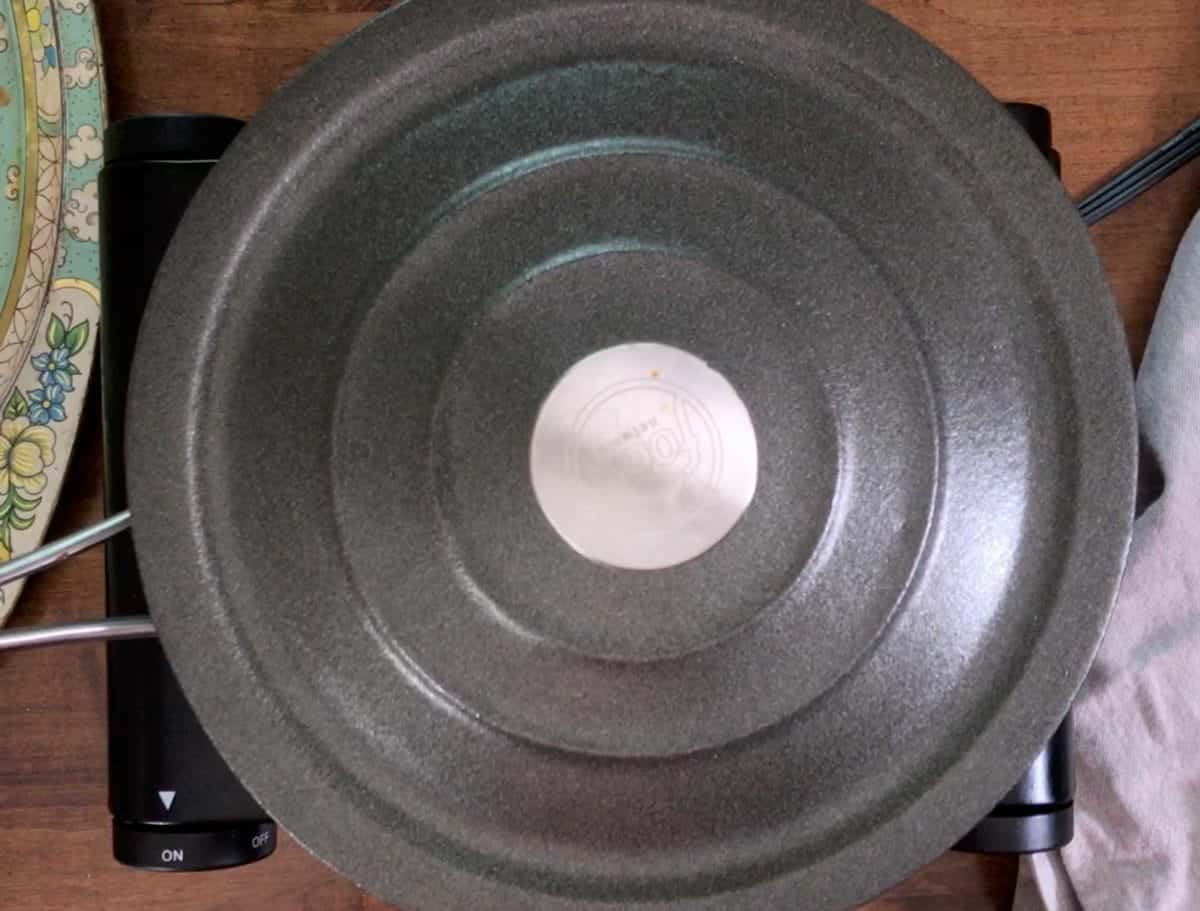 an overhead picture of a covered pan.