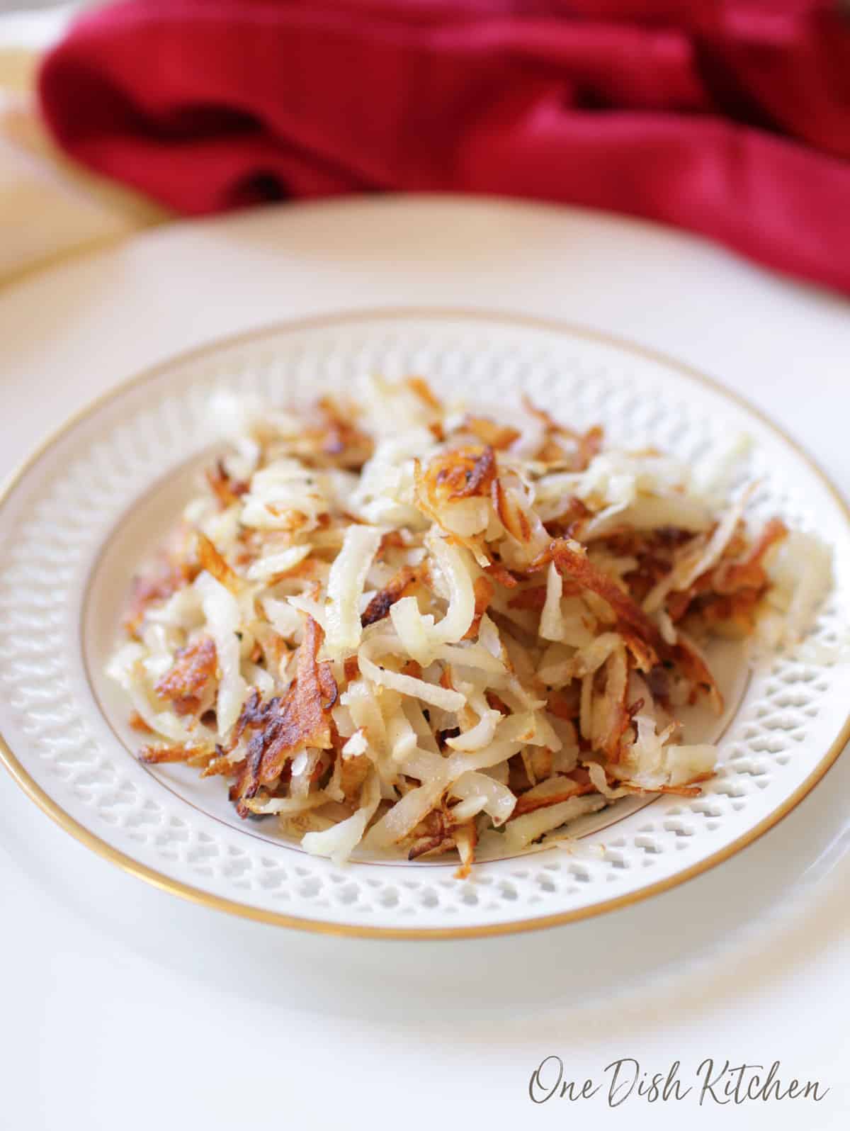 A small plate of hash browns