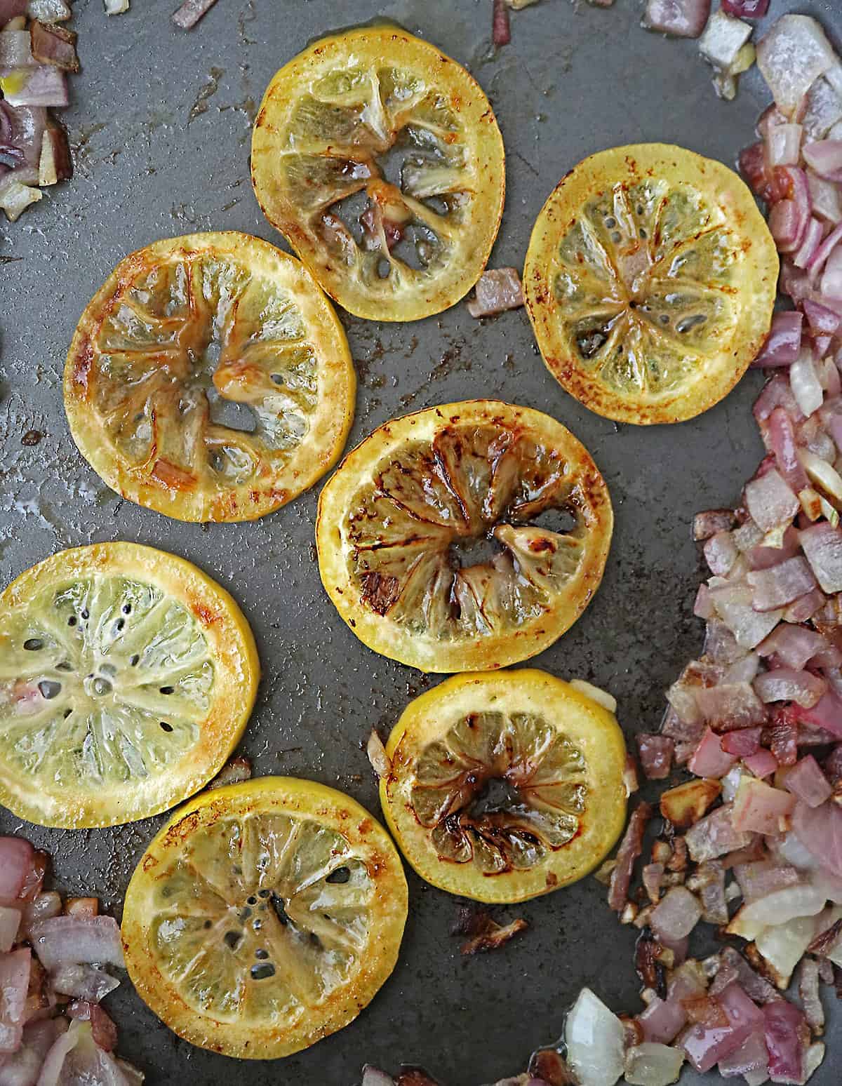 Sauteing lemon until slightly golden