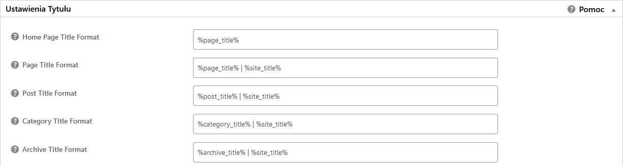 All in one SEO ustawienia tytułu
