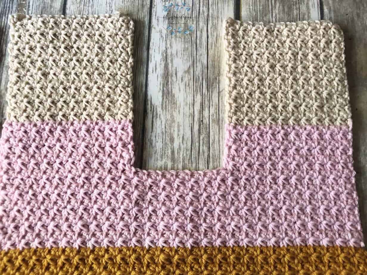 picture of sweater pieces matched up for neck line