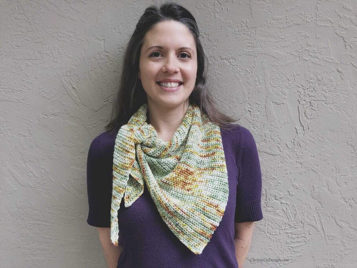 Picture of woman smiling in triangle scarf