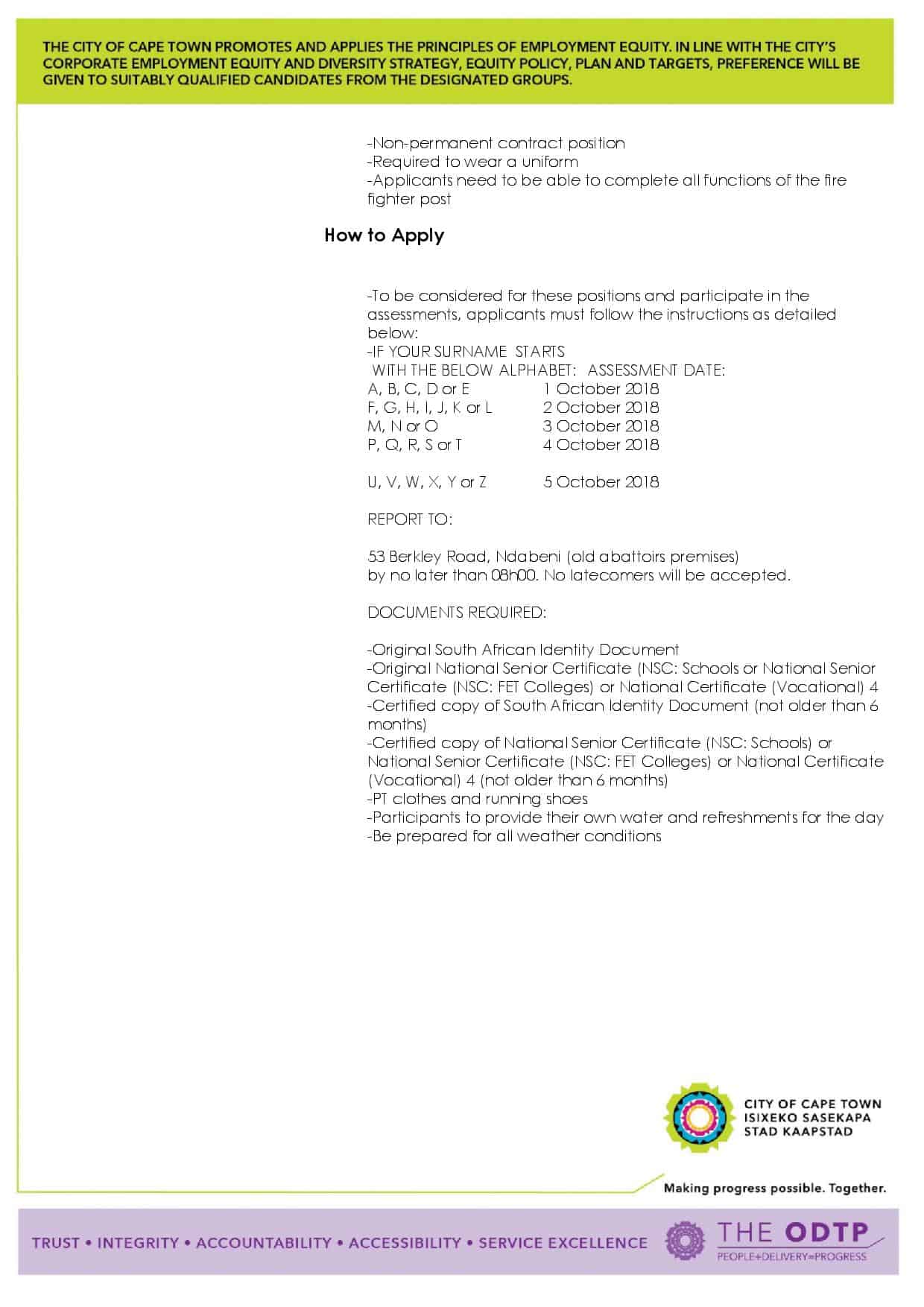 City Of Cape Town Firefighter Learnership 2