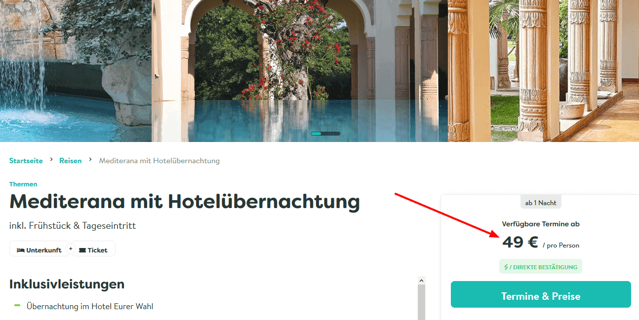 Screenshot Deal Mediterana Bergisch Gladbach - mit Hotel ab 49,00€ Screenshot Deal Mediterana Bergisch Gladbach - mit Hotel ab 49,00€