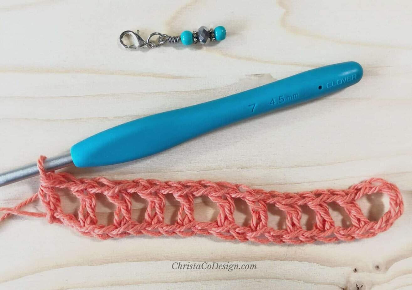 picture of first of crochet mesh for triangle shawl
