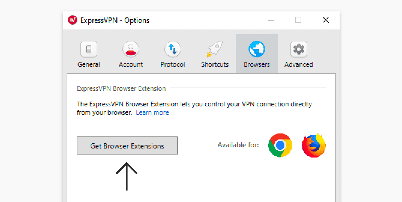 Нажмите "Get Browser Extensions" — Windows.
