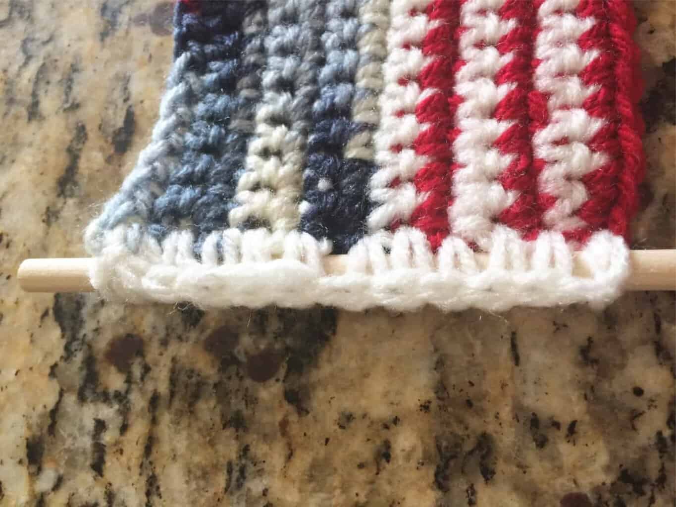 picture of finished flag on dowel