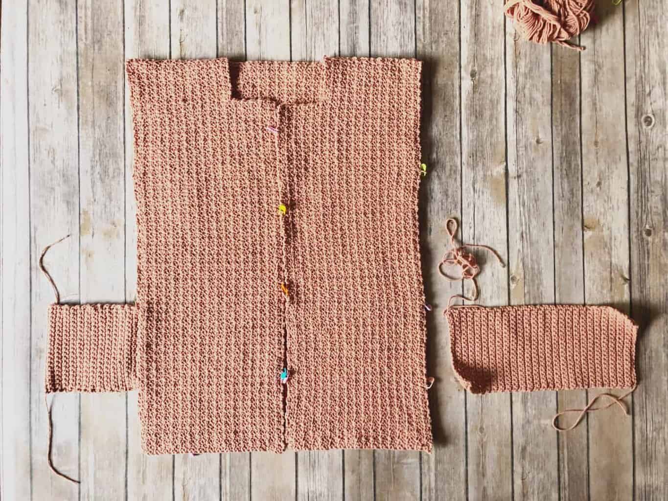 picture of crochet cardigan pockets placement