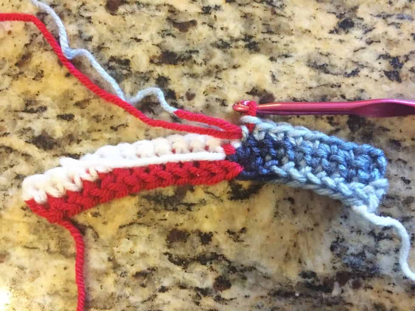 picture of crochet flag tutorial row 4
