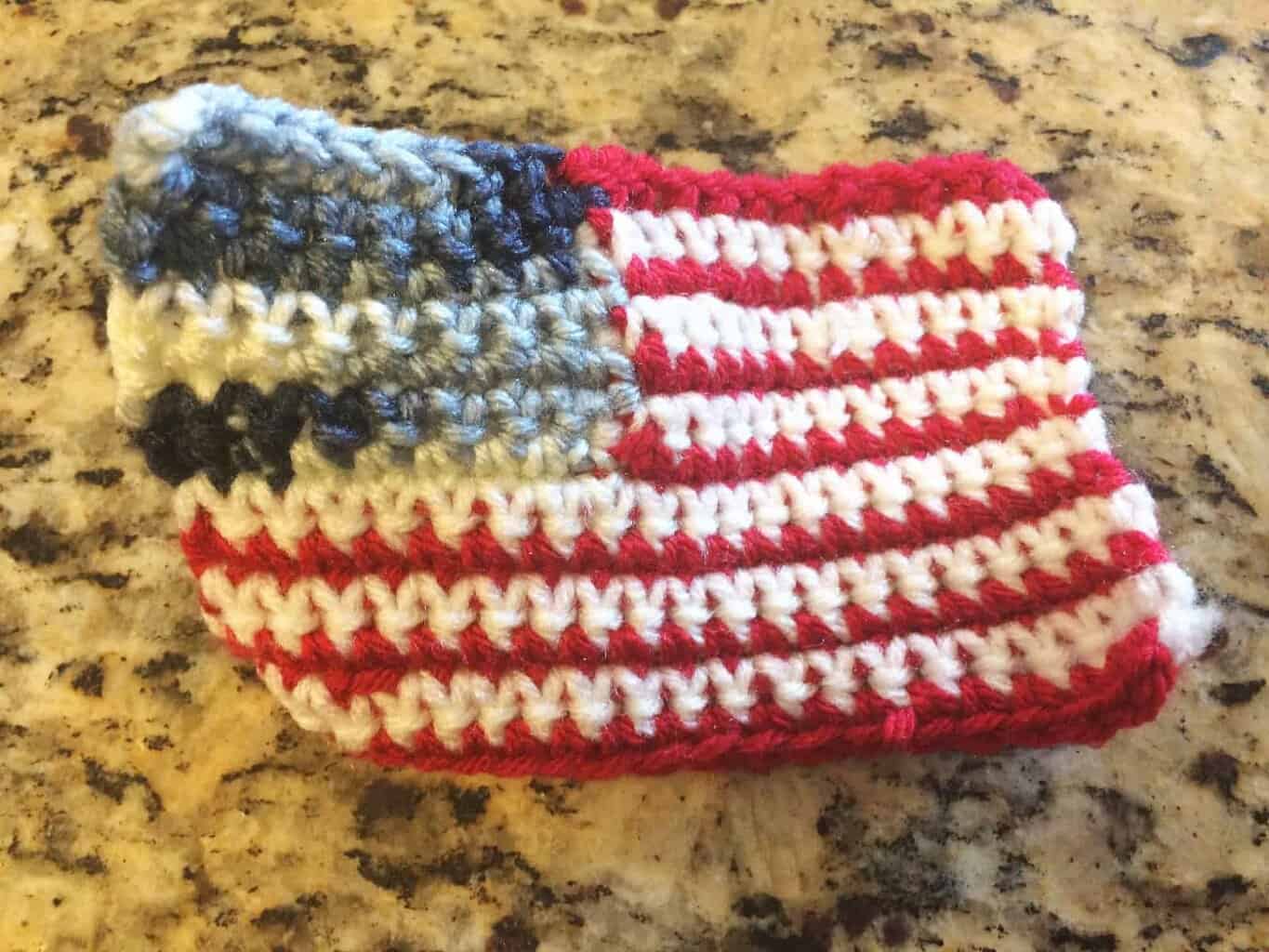 picture of finished crochet flag curled edges