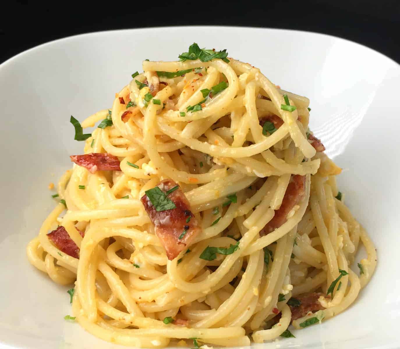 Pasta With Egg And Bacon Bacon And Egg Spaghetti
