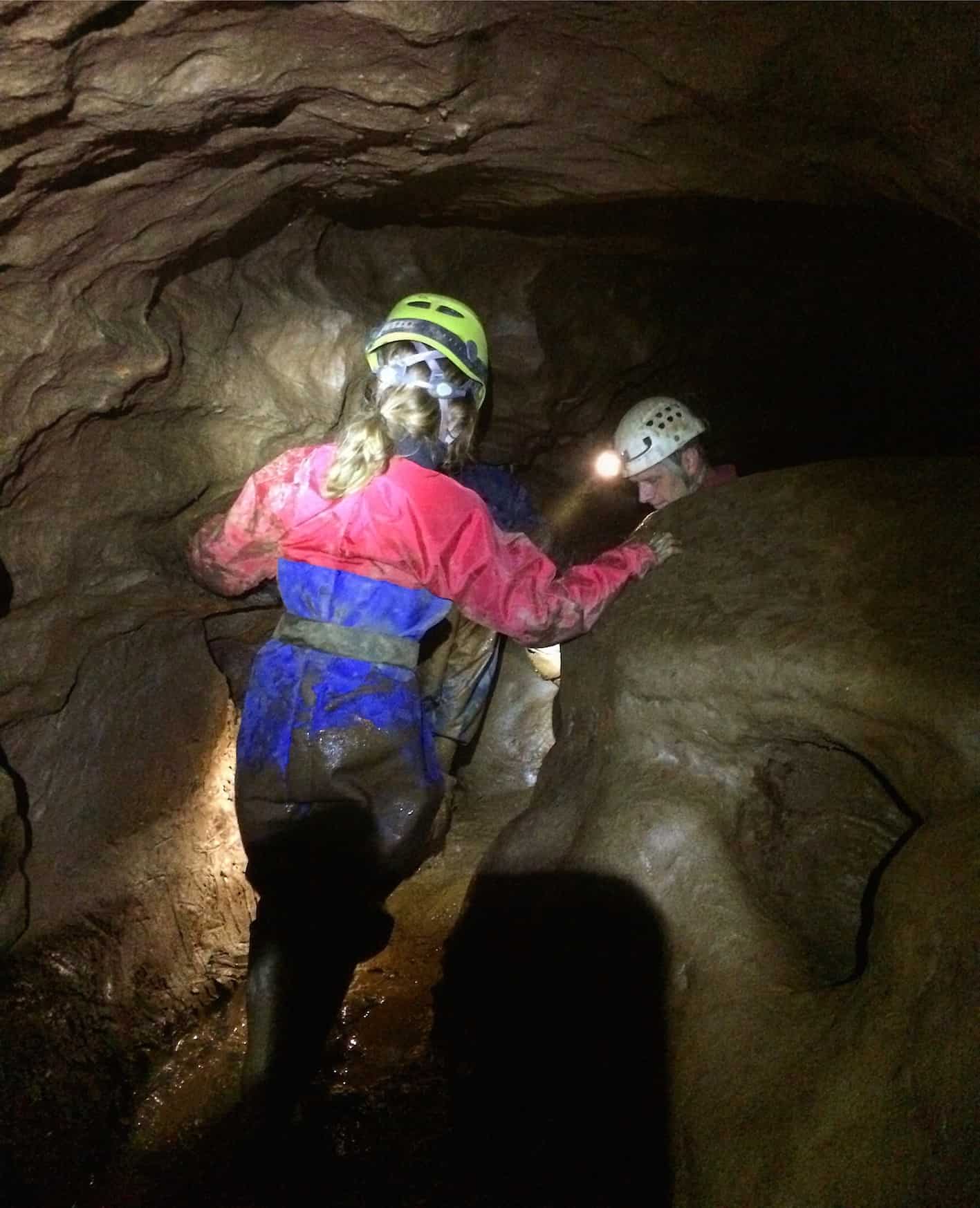 caving tunnel at Pridhamsleigh Caverns