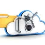 Cloud security Symbol cloud storage protect on white background (done in 3d)