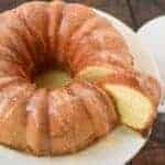 whipping cream pound cake wood background white plate