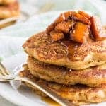 Butternut Pancakes / These gluten free pancakes are a great vegetable breakfast. Fall pancakes healthy pancakes