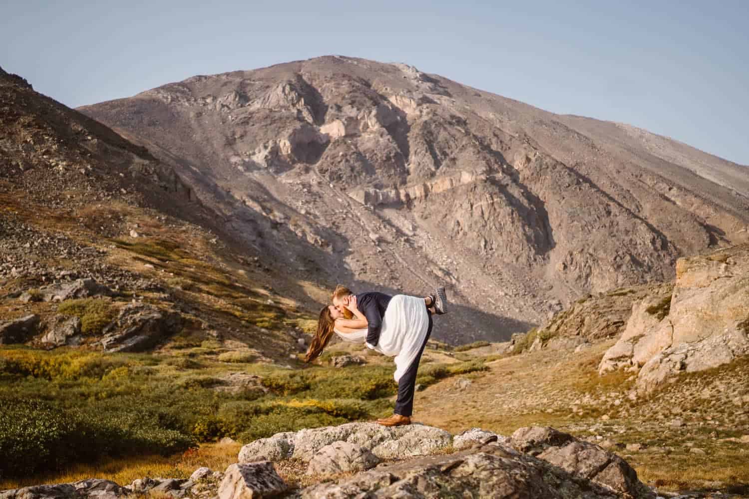 Bride and Groom Kissing Colorado Mountain Elopement Packages