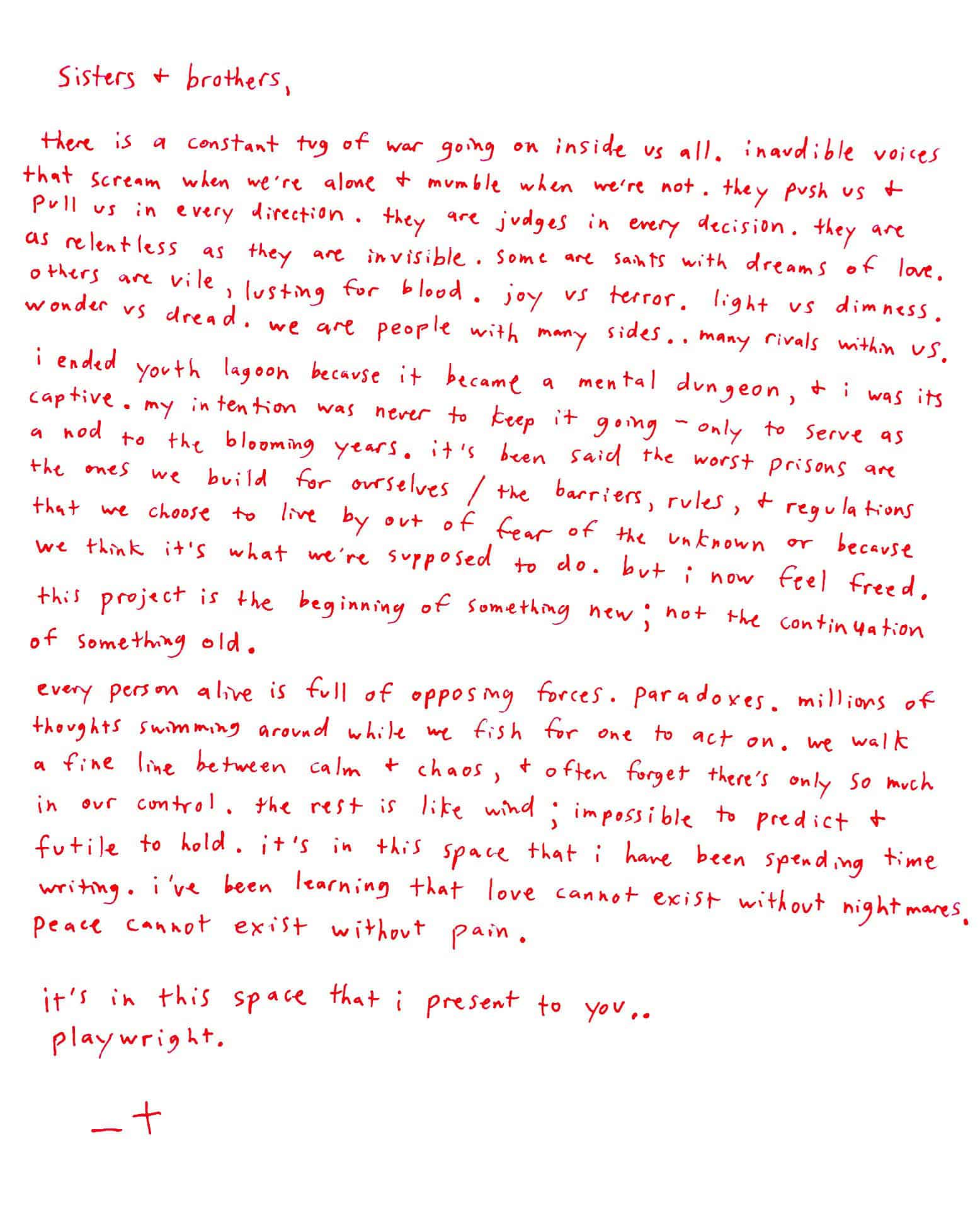 Letter by Trevor Powers, May 2018