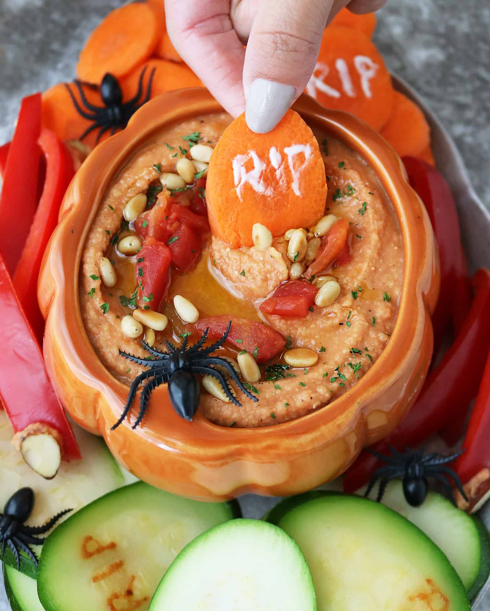 Tomato Hummus Recipe With RIP Carrot Chips