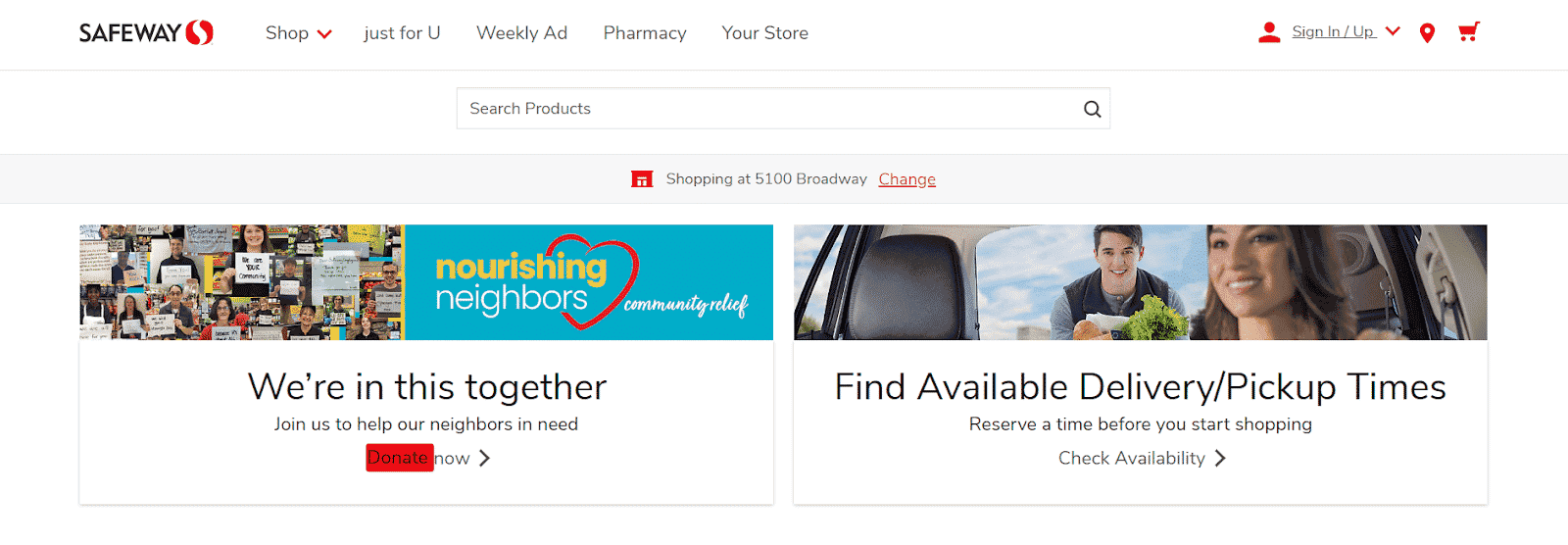 Safeway homepage