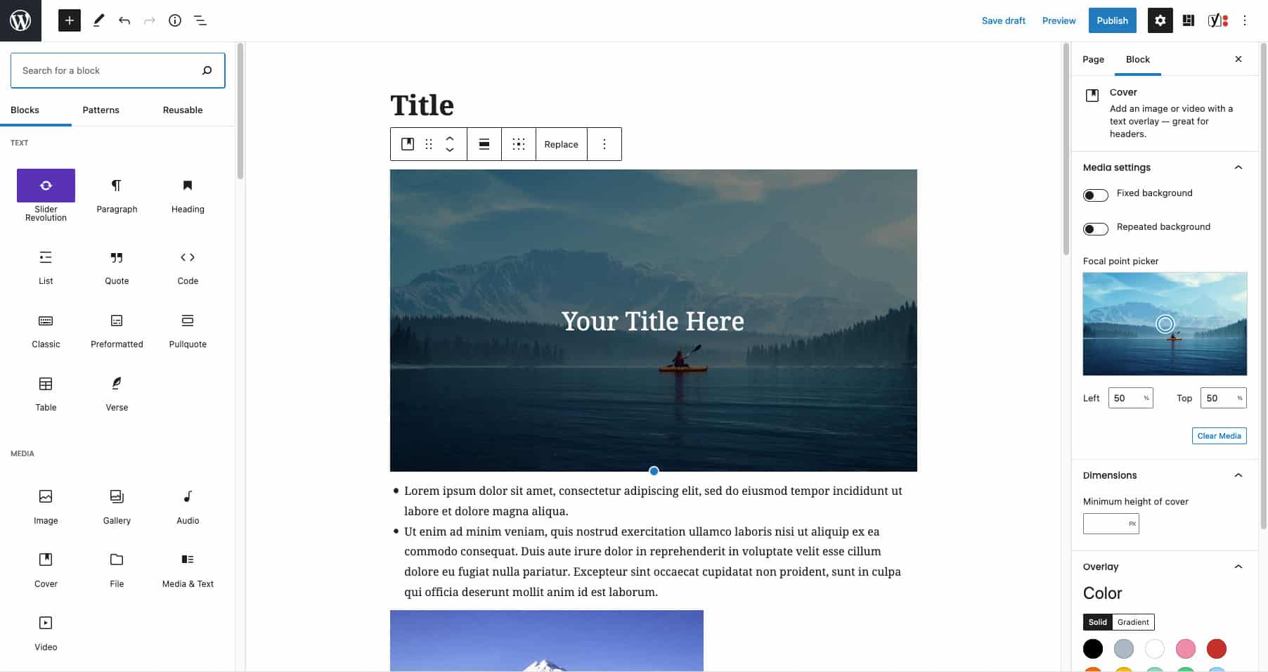 Picture of WordPress Blocks Editor