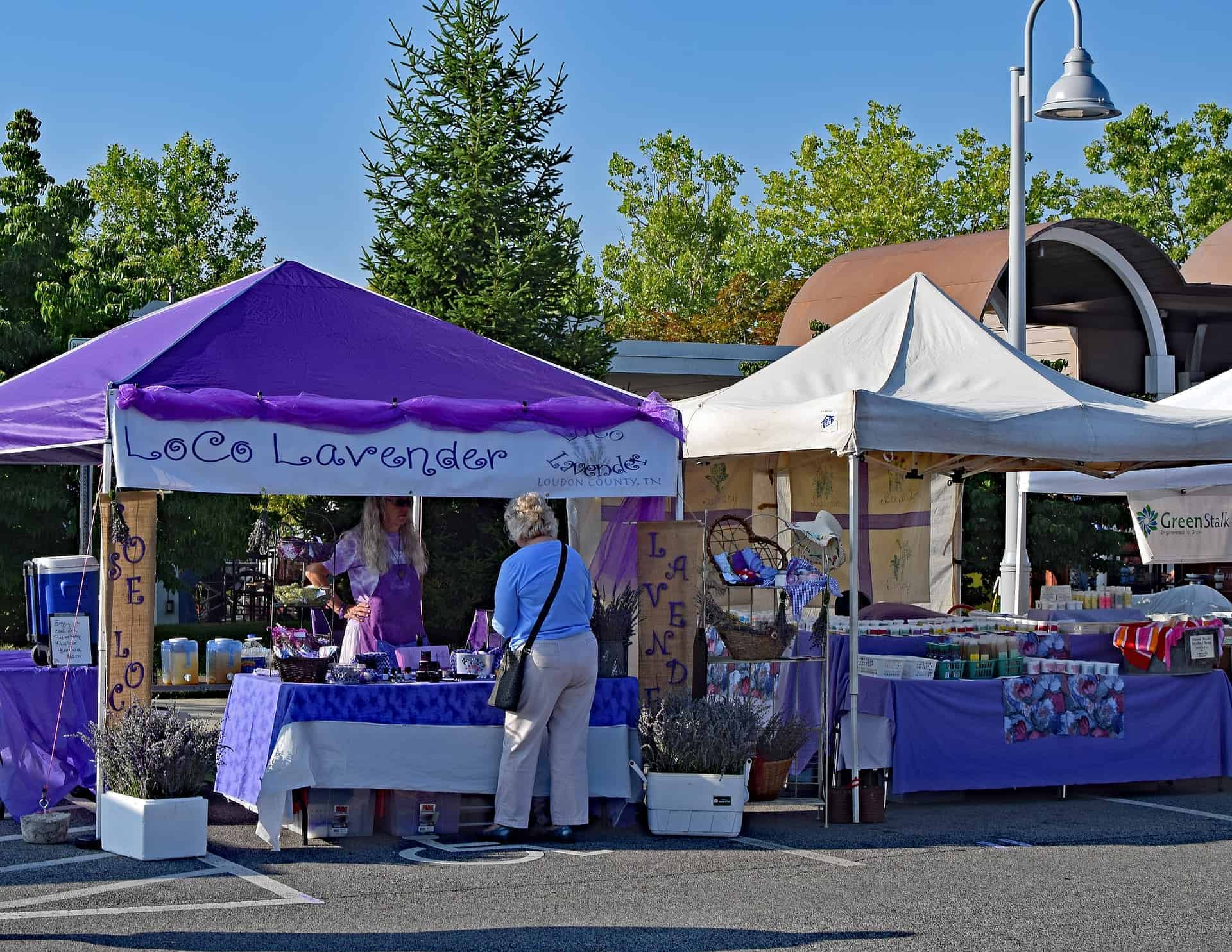 Lavender market in a nearby village on Valensole Plateau in Provence, France. Lavender market, Valensole Plateau in Provence, lavender fields France, Valensole France, lavender fields france season