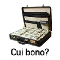Who benefits from a cash-filled suitcase?