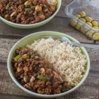 ground beef and rice in a bowl