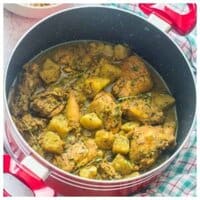 chicken in a red pot