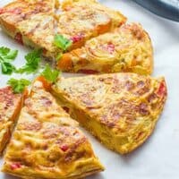 close up of the omelette