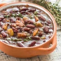 beans in an orange dish