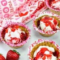 Valentine Ice Cream Bowls with Strawberry Sauce