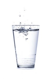 Glass of water--stay hydrated.
