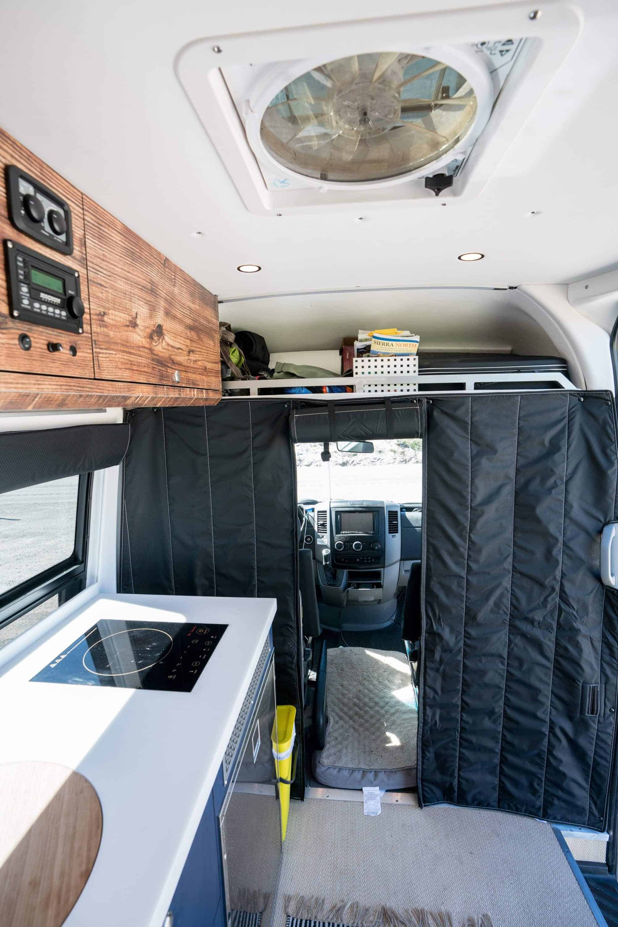 Insulated curtains in a Sprinter Van
