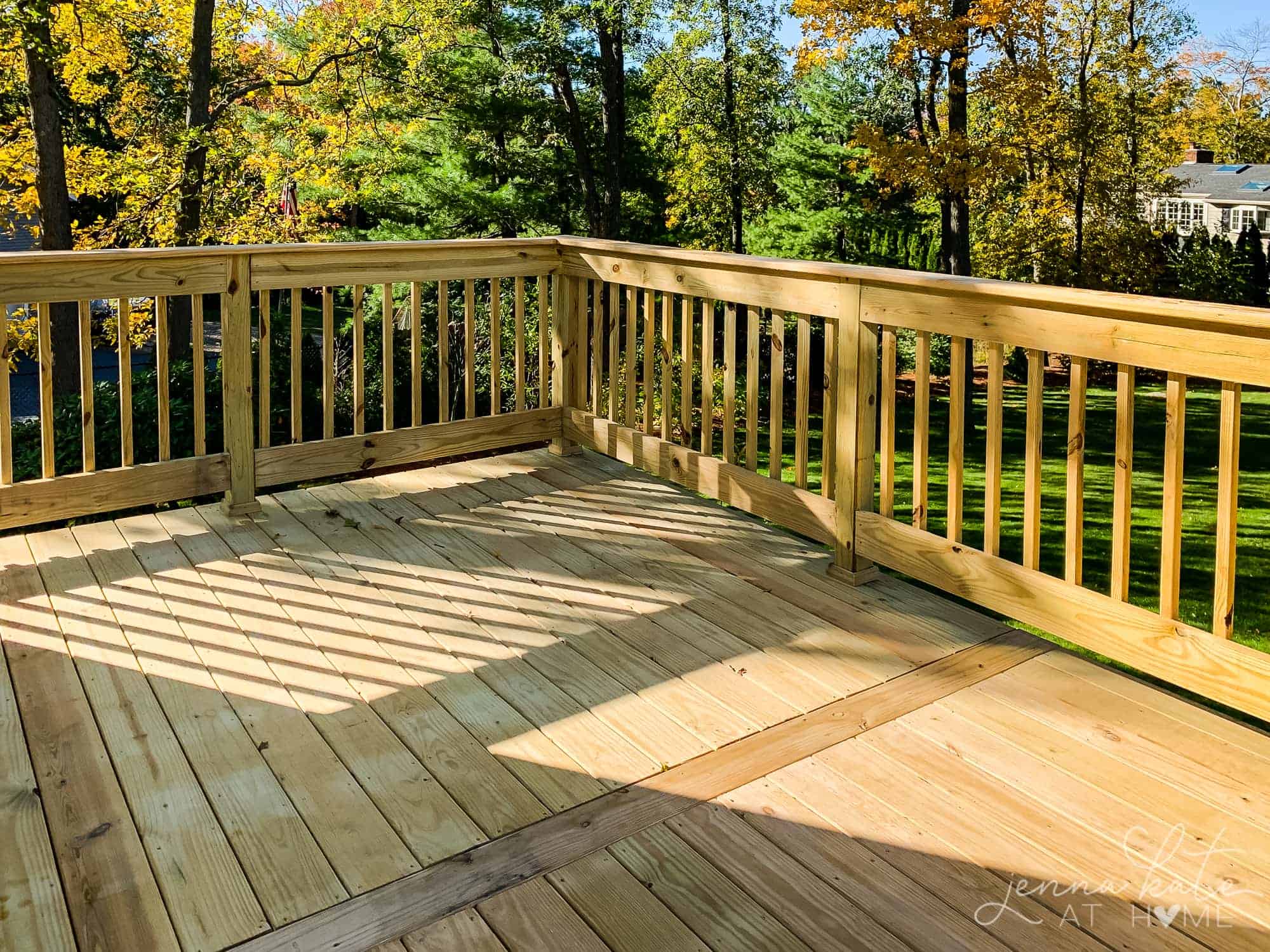 New pressure treated wood deck