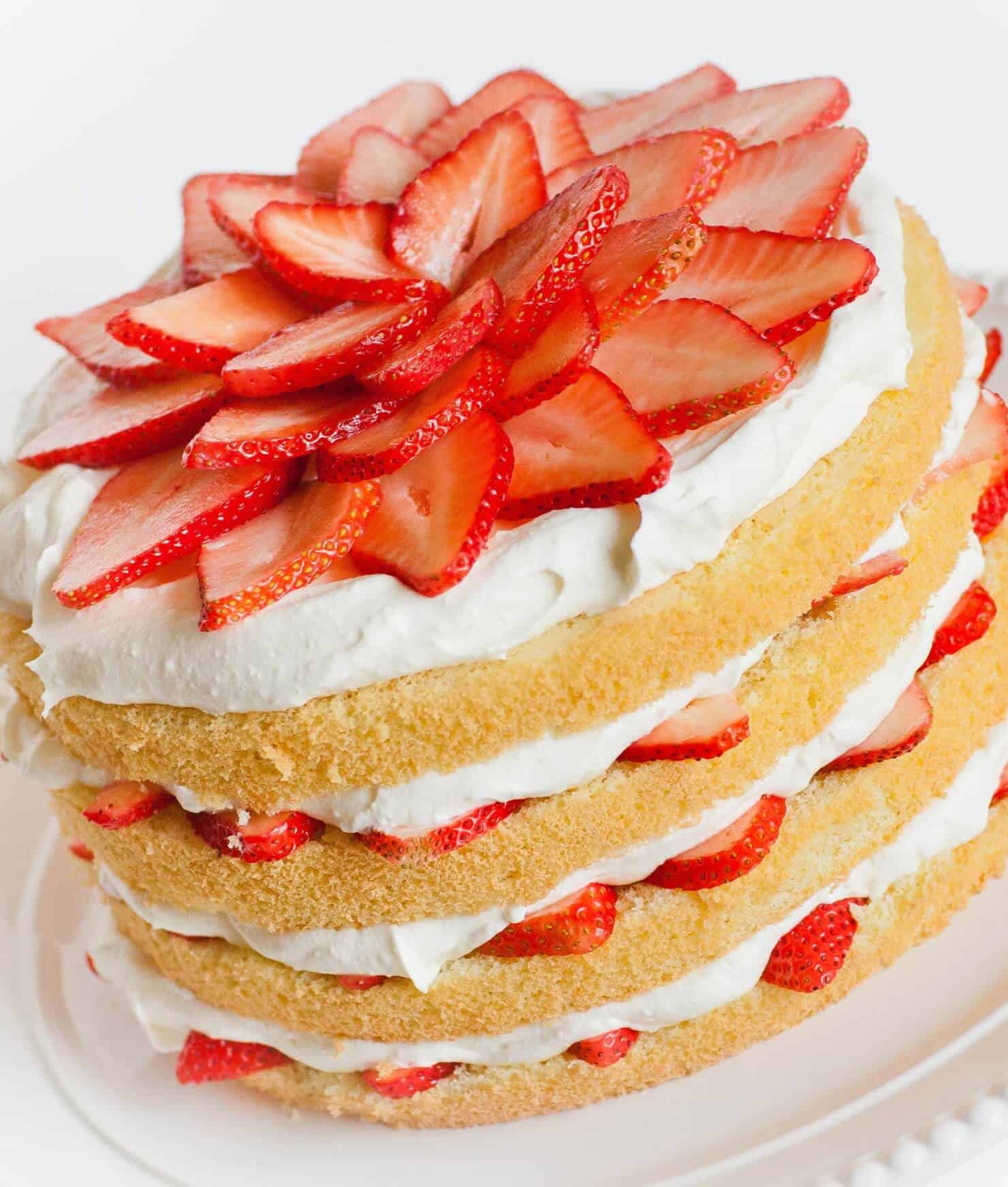 Strawberries and Cream Cake with Cream Cheese Frosting
