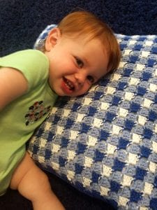 gingham crochet pillow