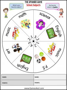 School Subjects | Free Printable Flashcards And Board Games | Games4esl