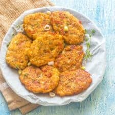Fritters on a brown kitchen towel