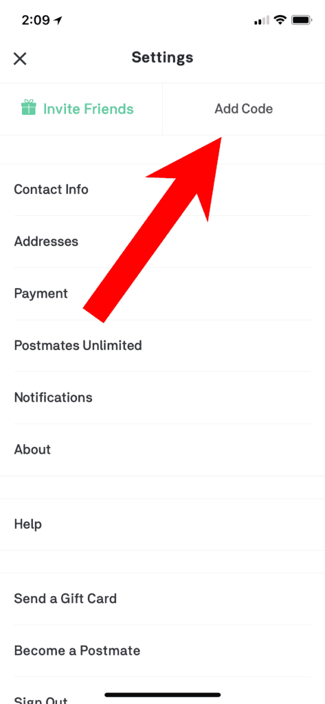 How to enter a postmates promo code