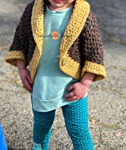 picture of open front crochet toddler cocoon shrug