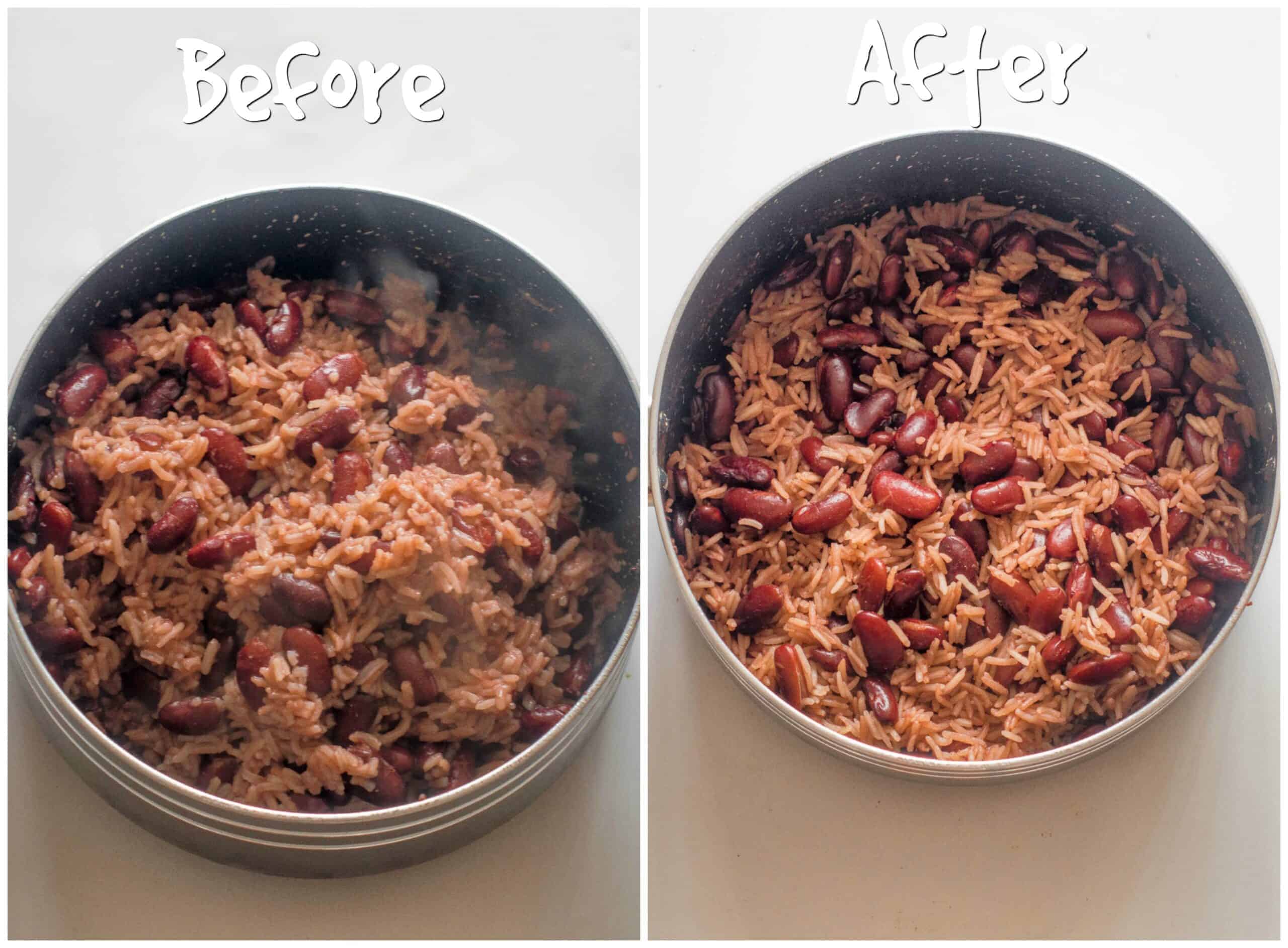 rice and peas before and after shot