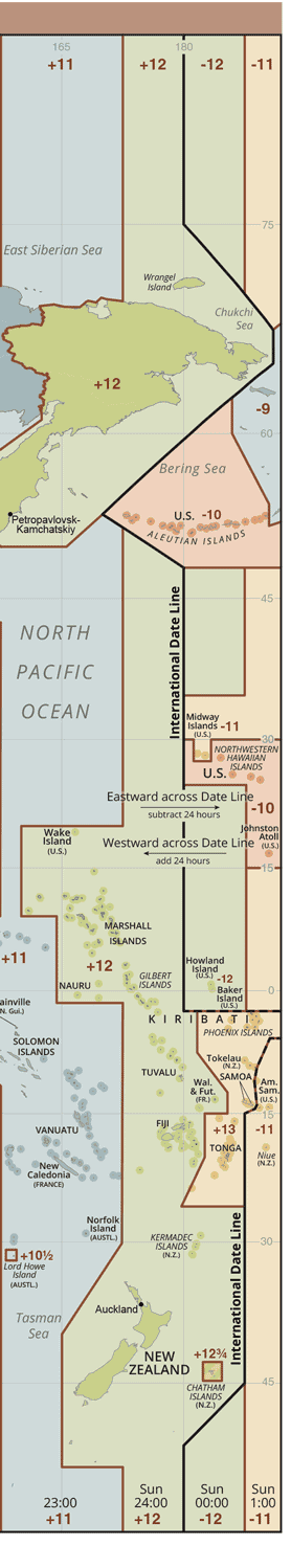 The black line on this map shows the International Date Line. Map: CIA, public domain.